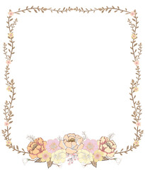 Rectangular floral frame with vintage flower