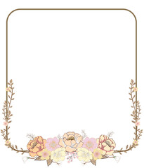 Rectangular floral frame with vintage flower