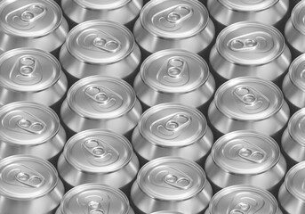 Lots aluminum soda or beer cans as background