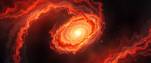 Cosmic Nebula Swirls in Vibrant Red Glow