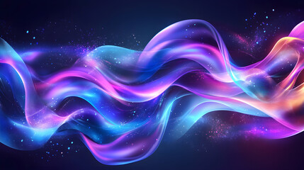 Fototapeta premium Vibrant abstract waves with glowing colors and cosmic elements