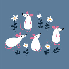 Collection of vector cartoon rats