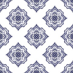 Ikat seamless pattern, geometric design, motif ethnic handmade, Ikat ethnic tribal, boho colors seamless wallpaper. Ethnic Ikat abstract background art,
