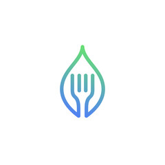 leaf fork combination logo design. food and drink logo