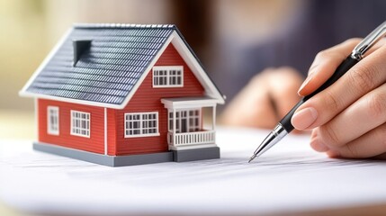 Hands Signing House Sale Agreement with Pen Focused on Paperwork