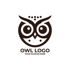 flat logo of an owl face made with simple
