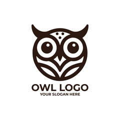 flat logo of an owl face made with simple