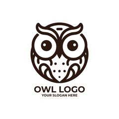 flat logo of an owl face made with simple
