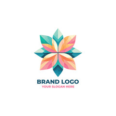 Obraz premium flat logo of a flower with geometric petals