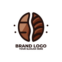 a flat logo of a coffee bean split into two halves