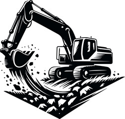 Black Excavator Graphic Icon for Building and Engineering © MST. THAMIN BEGUM
