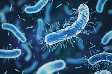 A close up of a bunch of blue bacteria