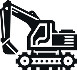Modern Construction Excavator Icon for Industrial Branding