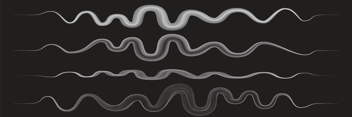 Digital sound equalizer . Audio signal frequency signal . Abstract flow linear fluid wavy shape . Acoustic volume lines .Curved lines pattern . Music sound wave . Vector illustration