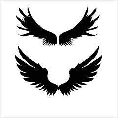 Bird wings vector set. Feather wing silhouette collection