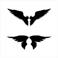 Wings icons set on transparent background. Angel wings icon vector set. Eagle, bird, heraldic, flying, falcon, phoenix, hawk logo