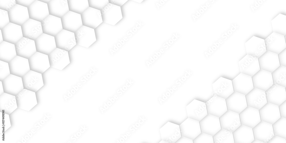 Poster 3d hexagonal structure futuristic white background and embossed hexagon abstract with hexagon backgr