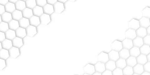 3d hexagonal structure futuristic white background and embossed hexagon abstract with hexagon background. honeycomb hexagonal background. Hexagon shape, white, shiny gray. hexagon pattern shape.