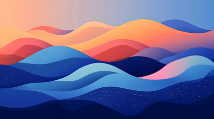 Fototapeta premium Abstract illustration of colorful mountains with a gradient background.