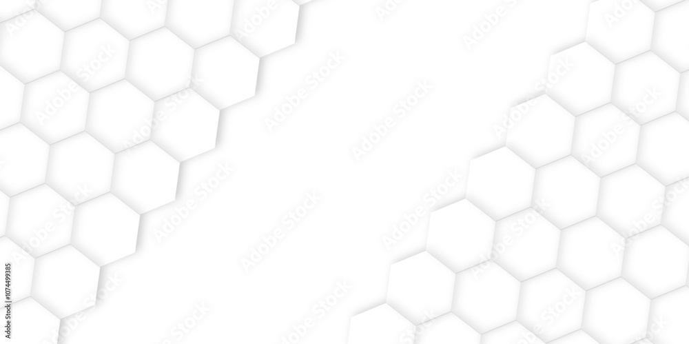Poster 3d hexagonal structure futuristic white background and embossed hexagon abstract with hexagon backgr
