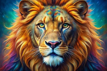 Fototapeta premium Hand Drawn Wild Lions Portraits on a Clear Background for Artistic and Creative Projects