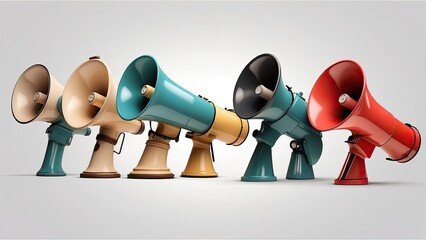 Megaphone collection set isolated on a white or transparent backdrop