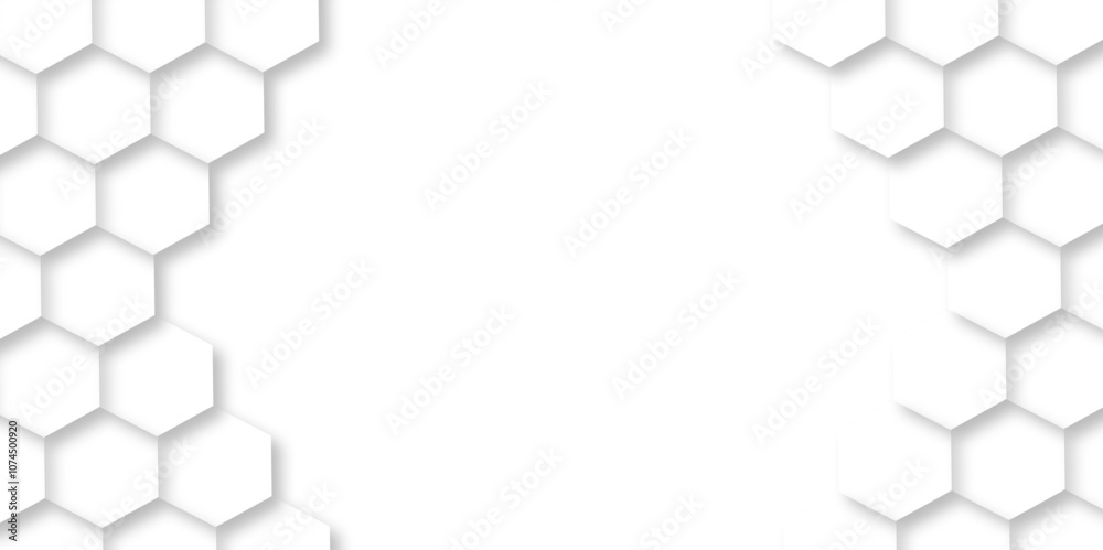 Poster 3d hexagonal structure futuristic white background and embossed hexagon abstract with hexagon backgr