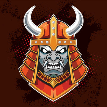 recommend clip art: Oni mask with samurai helmet