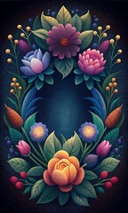 母の日の花のボーダー、エレガントな春の花、母の日のお祝いの花のフレーム