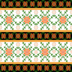 Traditional Slavic ornament, Ukrainian embroidery, Folklore design, Eastern European textile, National costume detail, Handmade needlework, Rustic fabric design, Cultural heritage, Ethnic background, 