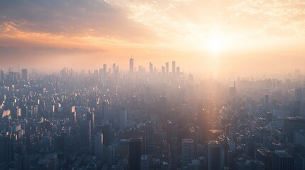 Sunlit skyline symbolizing smart city connectivity and digital integration.