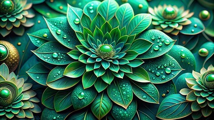 Fototapeta premium Lush Emerald Green Floral Macro Photography Capturing the Intricate Details of Nature's Beauty in Vibrant Hues and Textures for Stunning Visual Experiences