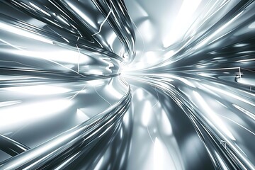 Shiny chrome tunnel with dynamic light effects