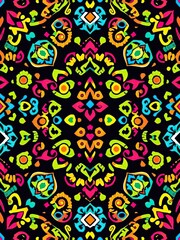 Knitted doodle seamless colorful ornamental pattern with repeating geometric shapes and bright colors, ornamental, shapes