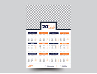 Wall Calendar 2025, Wall calendar design template