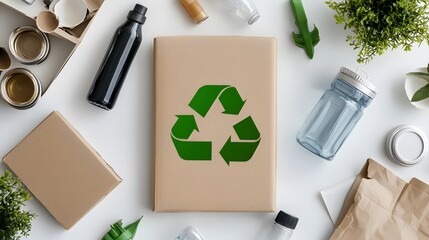 Abstract illustration of recycling symbols with green arrows, representing sustainability and eco-friendly practices, on a white background with a modern minimalist design