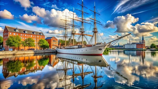 Majestic Gorch Fock Docked at Tirpitzhafen Kiel: A Stunning Display of Maritime History and Naval Engineering in the Heart of Germany&rsquo;s Historic Maritime Landscape