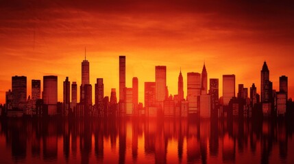 City Skyline at Sunset.