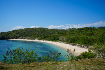 Landscape View of Tropical Beach - Turquoise Waters and Green Plantlife 