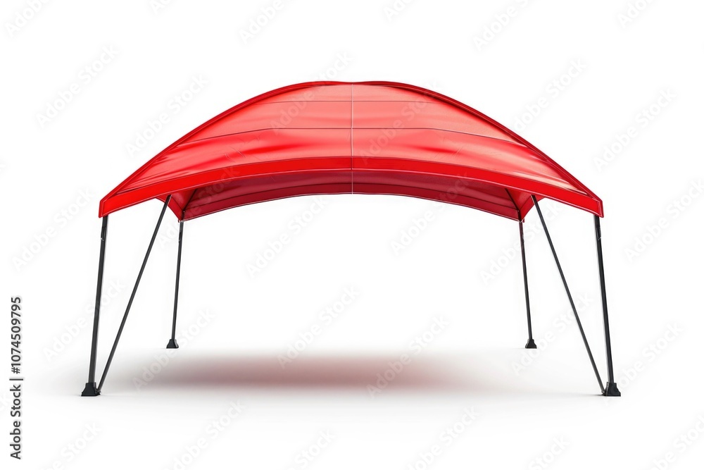 Poster A single red tent on a plain white background, ideal for use as a design element or to add a pop of color to your project