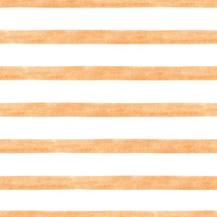 Watercolor seamless pattern with orange strips. Isolated on white background. Hand drawn clipart. Perfect for card, postcard, tags, invitation, printing, wrapping.