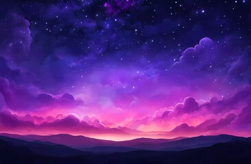 Fototapeta premium Breathtaking Starry Night Sky Over Serene Mountain Landscape