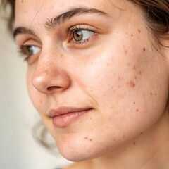 Fototapeta premium Close-up portrait of a beautiful woman with flawless skin and captivating eyes
