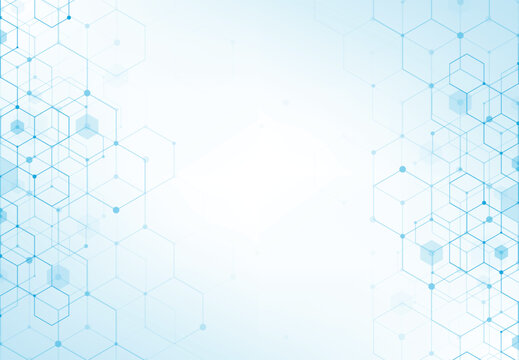 Abstract hexagonal molecular structures in technology background and science style. Medical design. Vector illustration