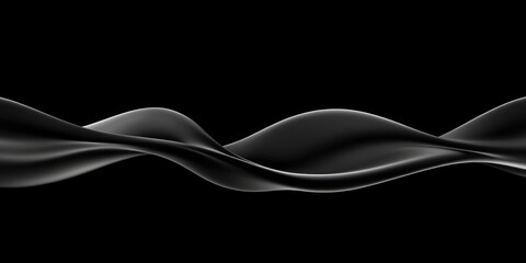 A minimalist design featuring a simple wave pattern in grayscale