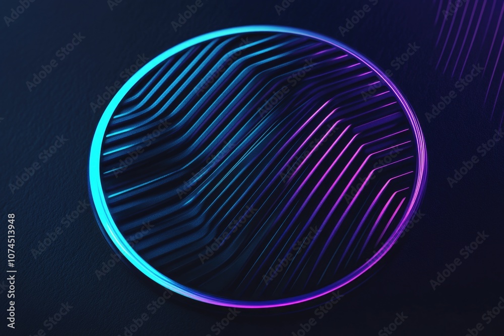 Poster a close-up shot of a blue and purple circular object on a black background