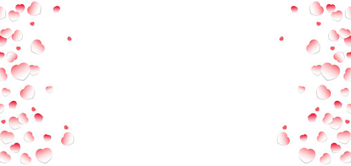 Pink flying Hearts isolated on transparent background. Vector illustration. Valentine Hearts Frame Border. Love Vector symbols for Happy Women's, Mother's, Valentine's Day, birthday greeting card