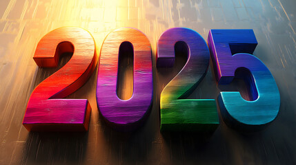 New Year 2025 Number with Colorful Texture