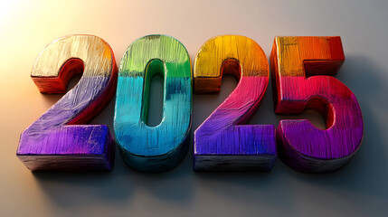 New Year 2025 Number with Colorful Texture