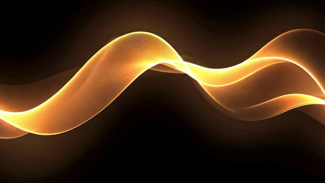 A glowing gold wave flows across a black background